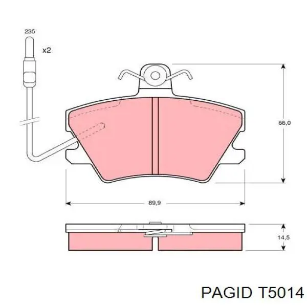 Передние тормозные колодки T5014 HELLA-PAGID