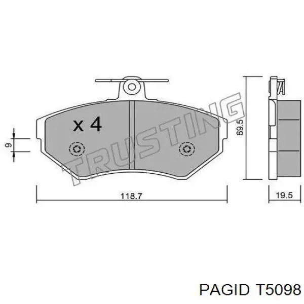 Купить T5098 HELLA-PAGID Колодки тормозные