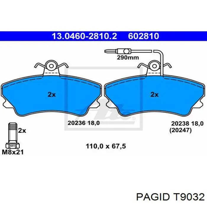 Передние тормозные колодки T9032 HELLA-PAGID