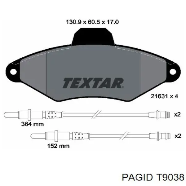 Передние тормозные колодки T9038 HELLA-PAGID