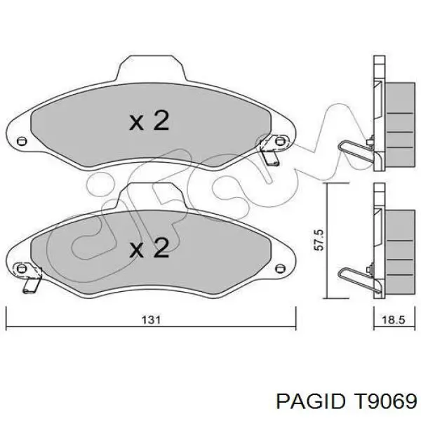 Передние тормозные колодки T9069 HELLA-PAGID