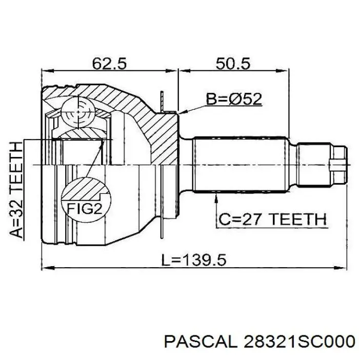 Полуось (привод) передняя 28321AJ033 Subaru