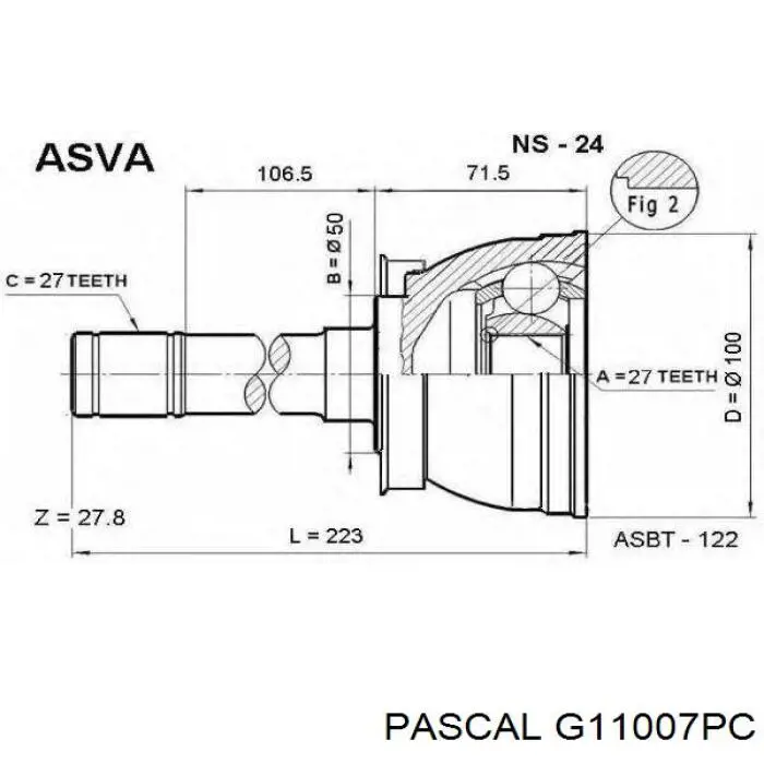 ШРУС наружный передний G11007PC Pascal