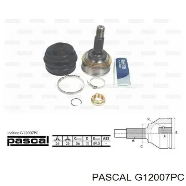 Купить G12007PC Pascal Шарнир равных угловых скоростей передний правый
