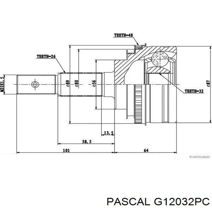 ШРУС зовнішній передній G12032PC Pascal