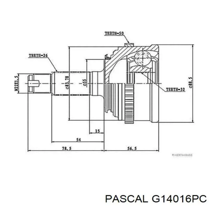 ШРУС наружный передний G14016PC Pascal