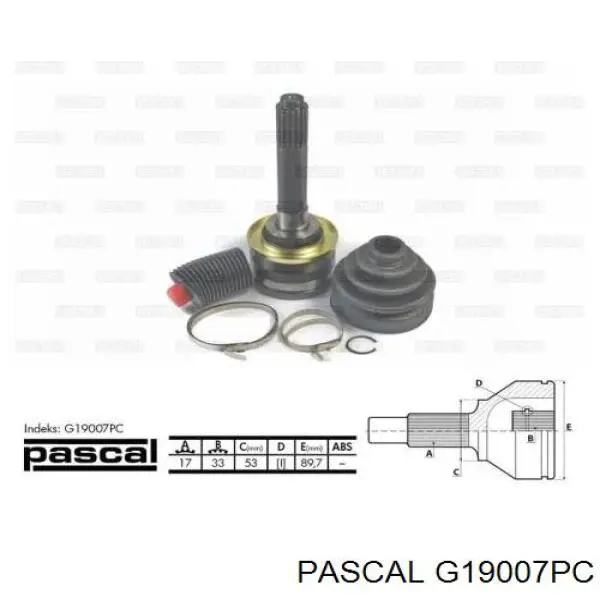 ШРУС наружный передний G19007PC Pascal