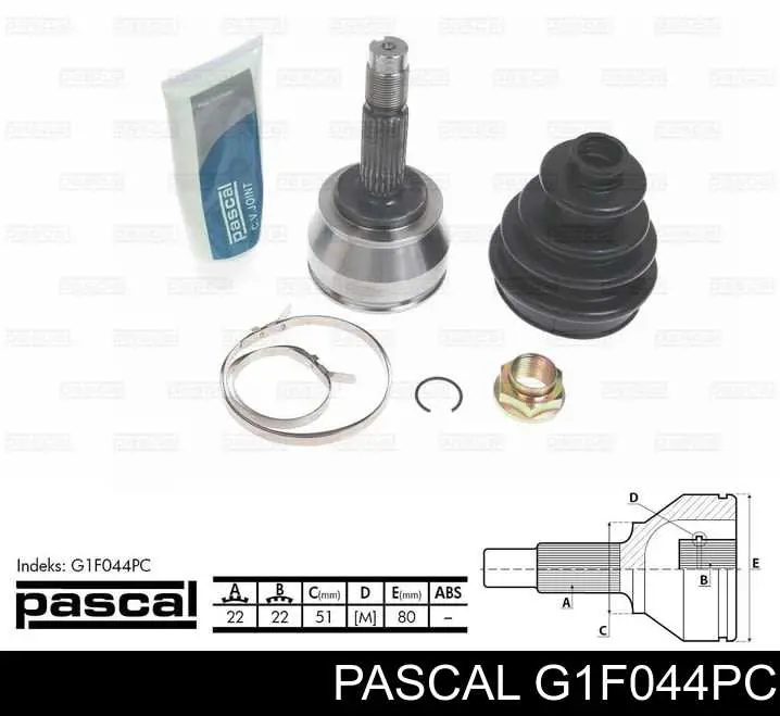 ШРУС наружный передний PASCAL G1F044PC