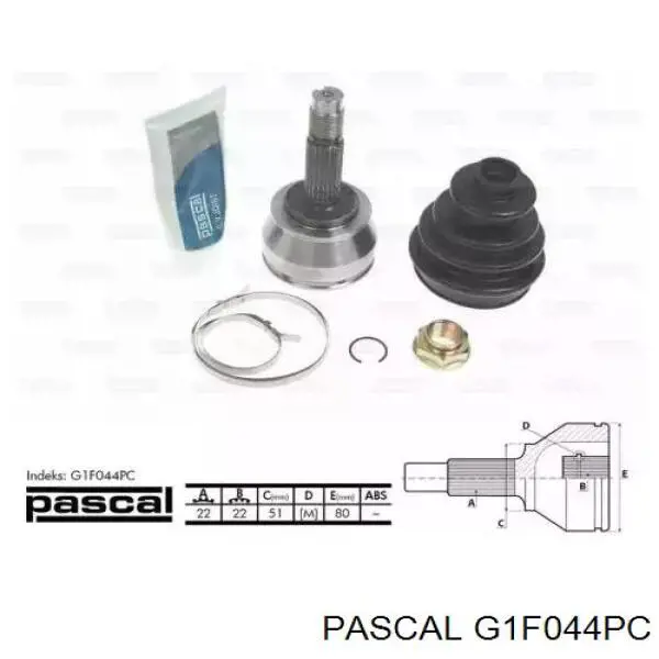 ШРУС зовнішній передній G1F044PC Pascal