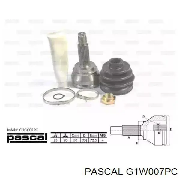 ШРУС наружный передний G1W007PC Pascal
