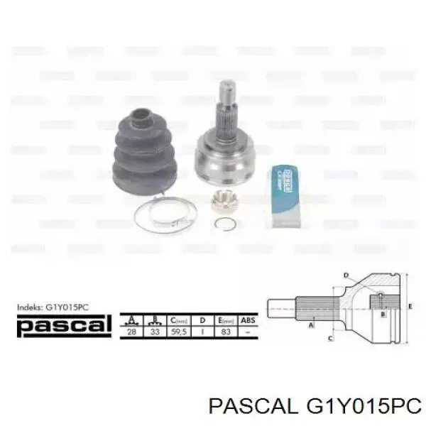 ШРУС зовнішній передній G1Y015PC Pascal