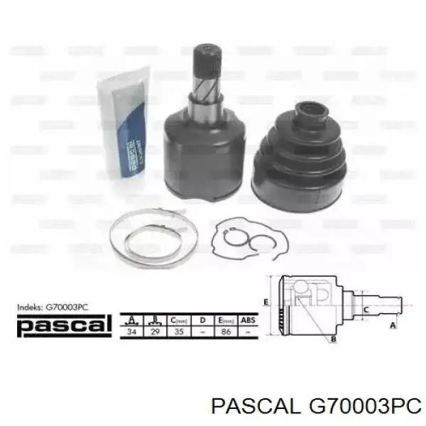 Шарнир угловых скоростей внутренний передний Pascal G70003PC цена, от 37.08 USD