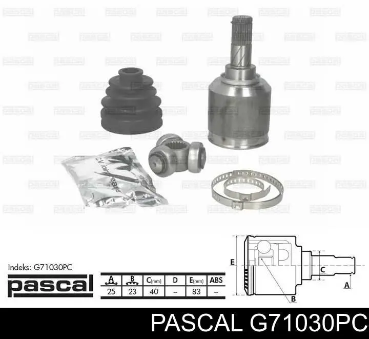 Шарнир угловых скоростей внутренний передний Pascal G71030PC цена, от 41.35 USD