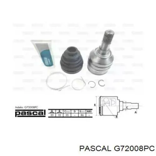 Шарнир угловых скоростей передний левый Pascal G72008PC цена, от 34.13 USD