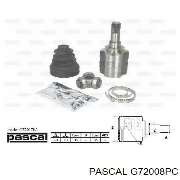 Шрус внутренний левый G72008PC Pascal