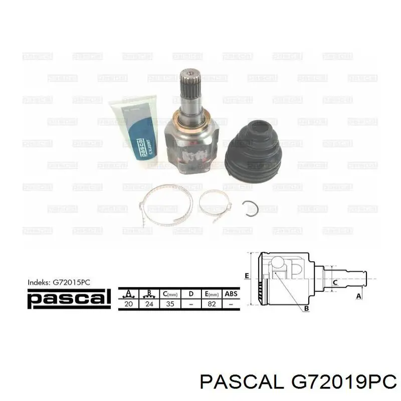 Шарнир угловых скоростей внутренний передний Pascal G72019PC цена, от 45.58 USD