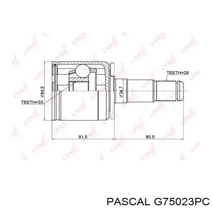 Шарнир угловых скоростей передний левый Pascal G75023PC цена, от 41.26 USD