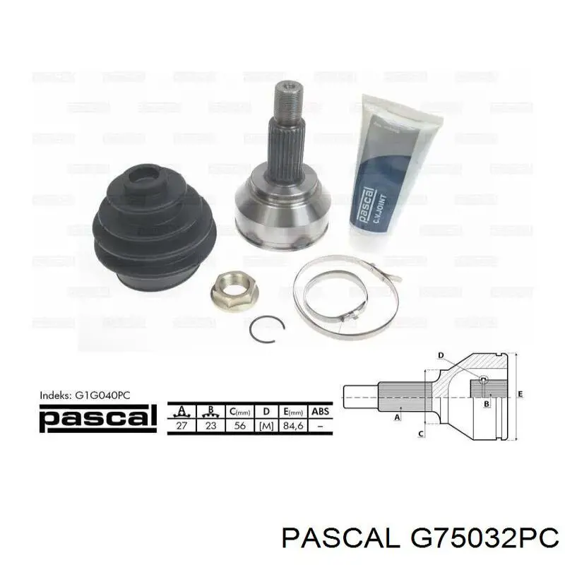 Шарнир привода внутренний Pascal G75032PC цена, от 45.53 USD