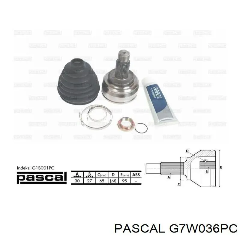 Шарнир угловых скоростей передний левый Pascal G7W036PC цена, от 38.04 USD