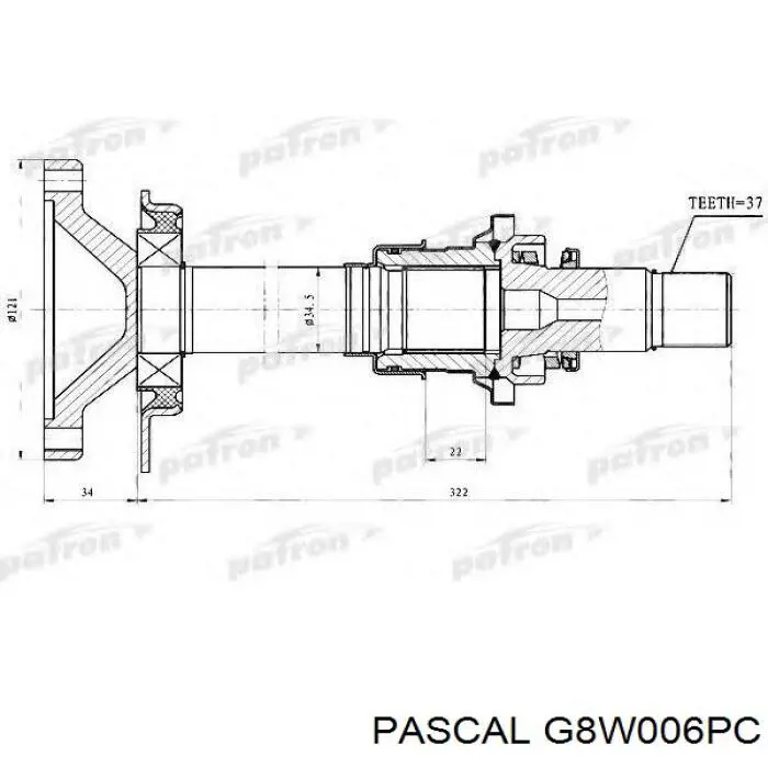 Вал привода полуоси G8W006PC Pascal
