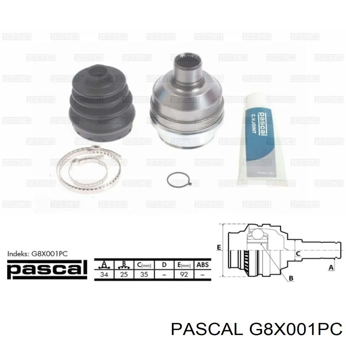 G8X001PC Pascal шрус внутренний передний правый