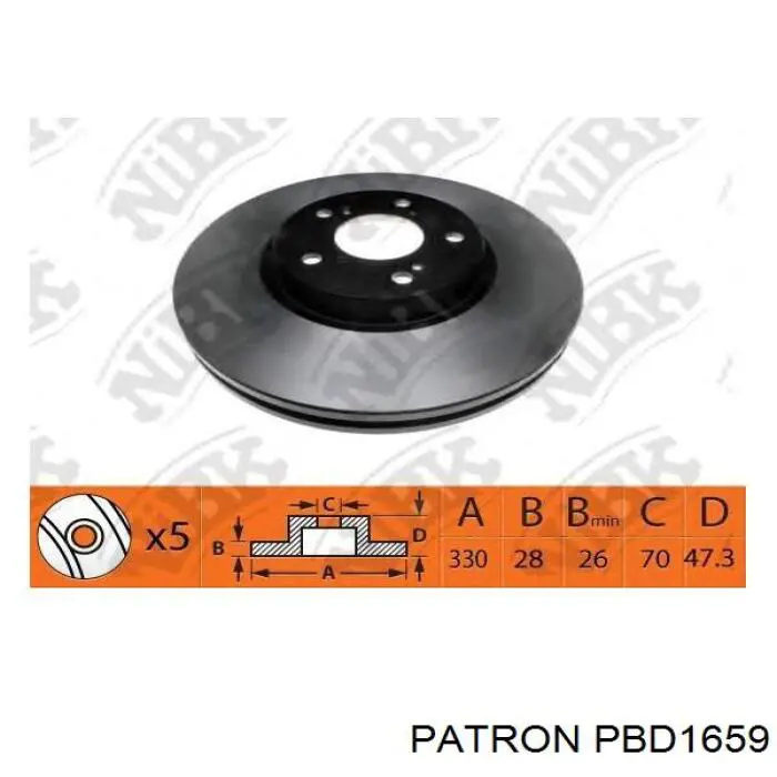 PBD1659 Patron диск тормозной передний