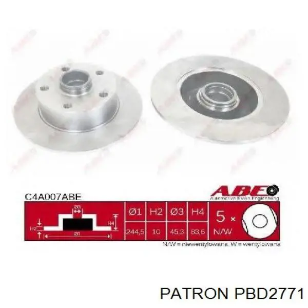 PBD2771 Patron Дисковый тормоз