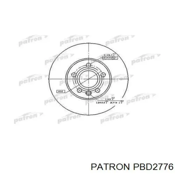 PBD2776 Patron диск тормозной передний