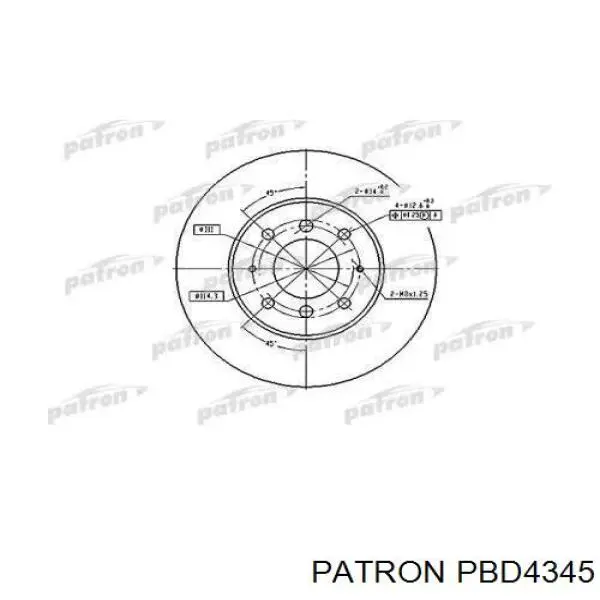 Передние тормозные диски PBD4345 Patron