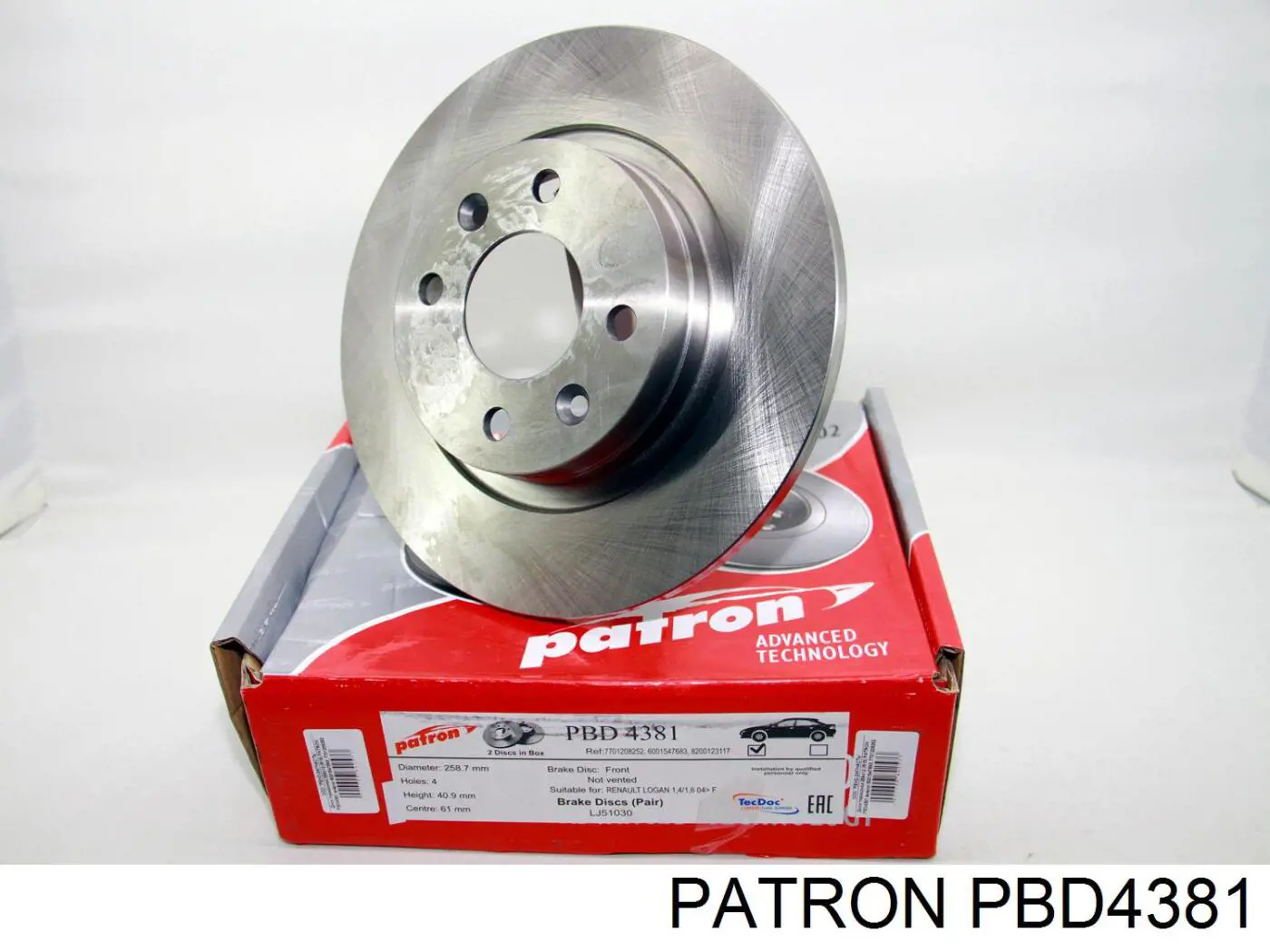 Передние тормозные диски PBD4381 Patron