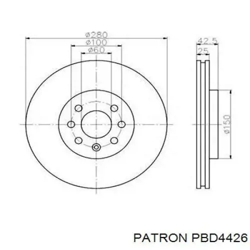 Передние тормозные диски PBD4426 Patron