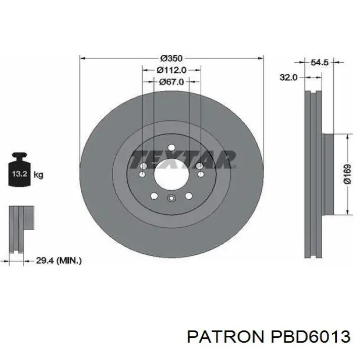PBD6013 Patron Диск тормозной передний