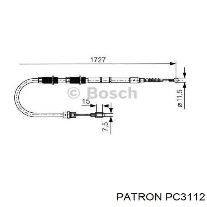 Трос ручного тормоза задний, правый/левый VAG 8D0609721AA