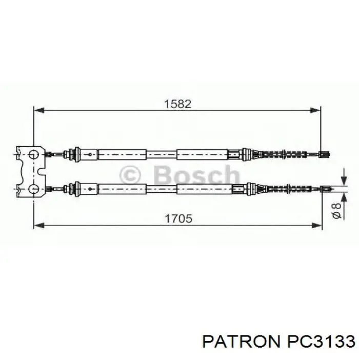 Задний трос ручника PC3133 Patron