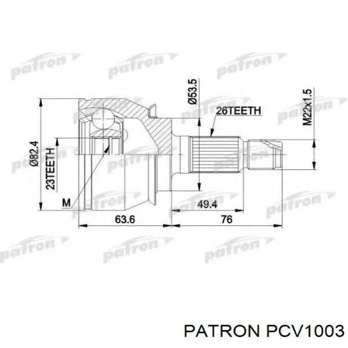 ШРУС внутренний передний PCV1003 Patron