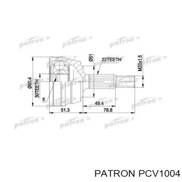 ШРУС наружный передний PCV1004 Patron