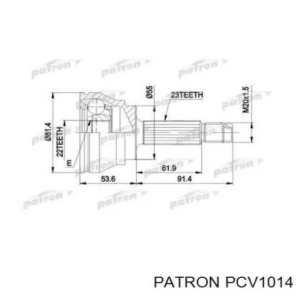 ШРУС наружный передний PCV1014 Patron