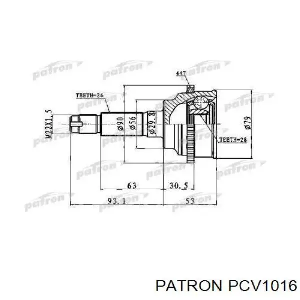 Левая полуось PCV1016 Patron