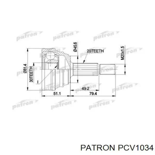 ШРУС наружный передний PCV1034 Patron