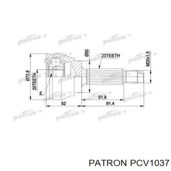 ШРУС наружный передний PCV1037 Patron