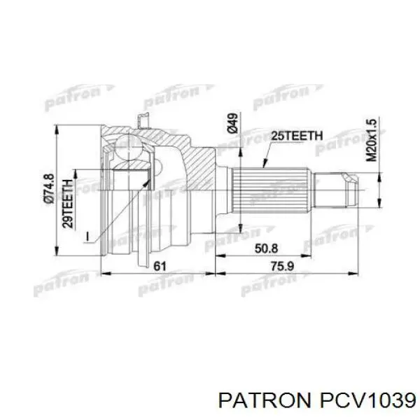 ШРУС наружный передний PCV1039 Patron