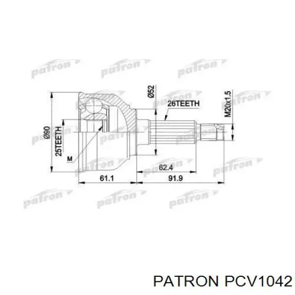 ШРУС наружный передний PCV1042 Patron