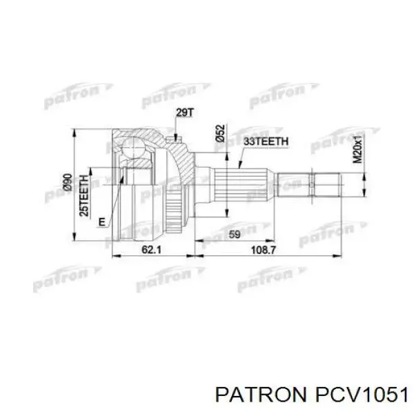 ШРУС наружный передний PCV1051 Patron