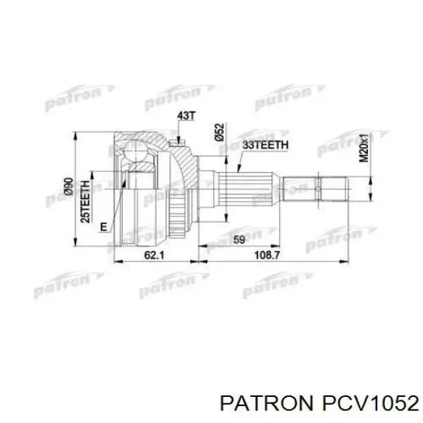 PCV1052 Patron шрус наружный передний