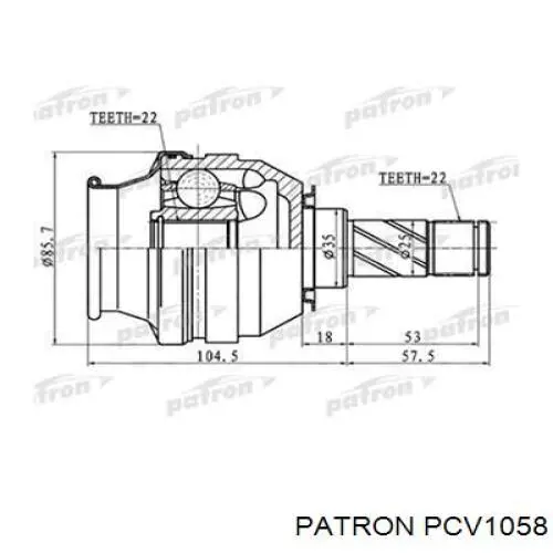 Шарнир угловых скоростей внутренний передний Pascal G7X026PC цена, от 31.17 USD