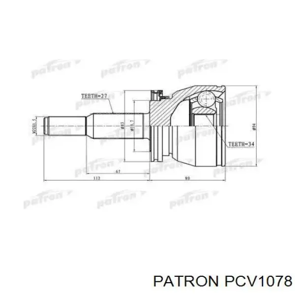 ШРУС наружный PATRON PCV1078