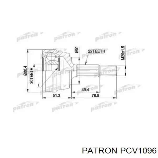 PCV1096 Patron шрус наружный передний