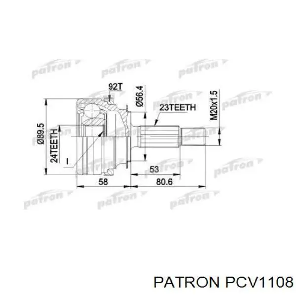 ШРУС наружный передний PCV1108 Patron