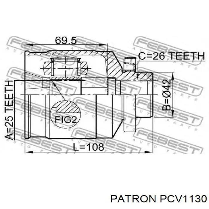 Шарнир угловых скоростей передний левый Patron PCV1130 цена, от 45.84 USD