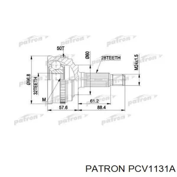 Полуось (привод) передняя левая 44306SM4950 Honda